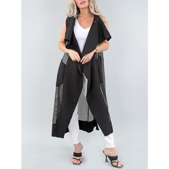 Women's Long Black Mesh Vest Size XS Summer Vest Cover Up Berek NWT - Picture 1 of 1